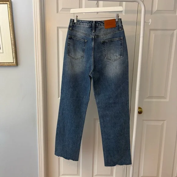 Princess Polly Blue Highrise Straight Leg Jeans Size 6 Cotton - Picture 11 of 11